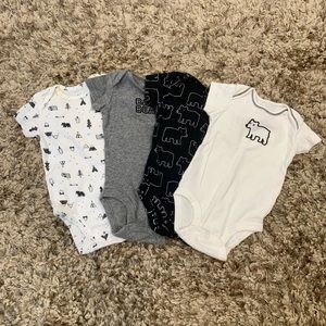 Set of 4 Toddler Boys Carter’s Bear Themed Onesies - Size 3M